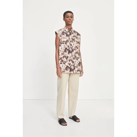 NWT SAMSOE SAMSOE SLEEVLESS OVERSIZED TEA SHIRT TOP - CAMO CLAY SIZE SMALL - Picture 1 of 7